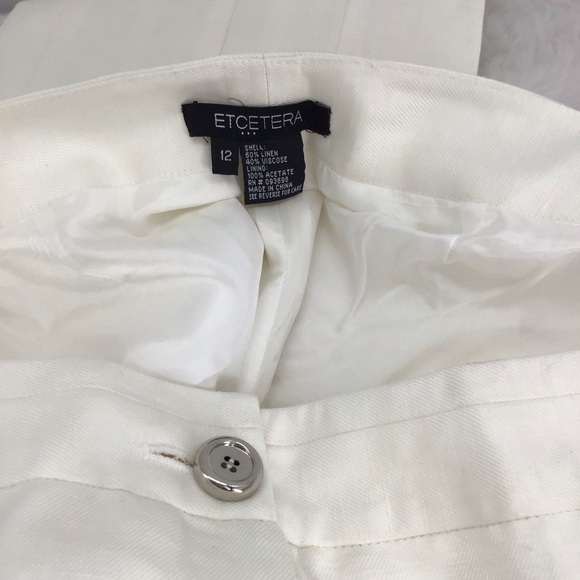 Etcetera Linen Blend Two Piece Set Jacket /Pants Career Classic Creme Size 10/12 - Picture 5 of 15